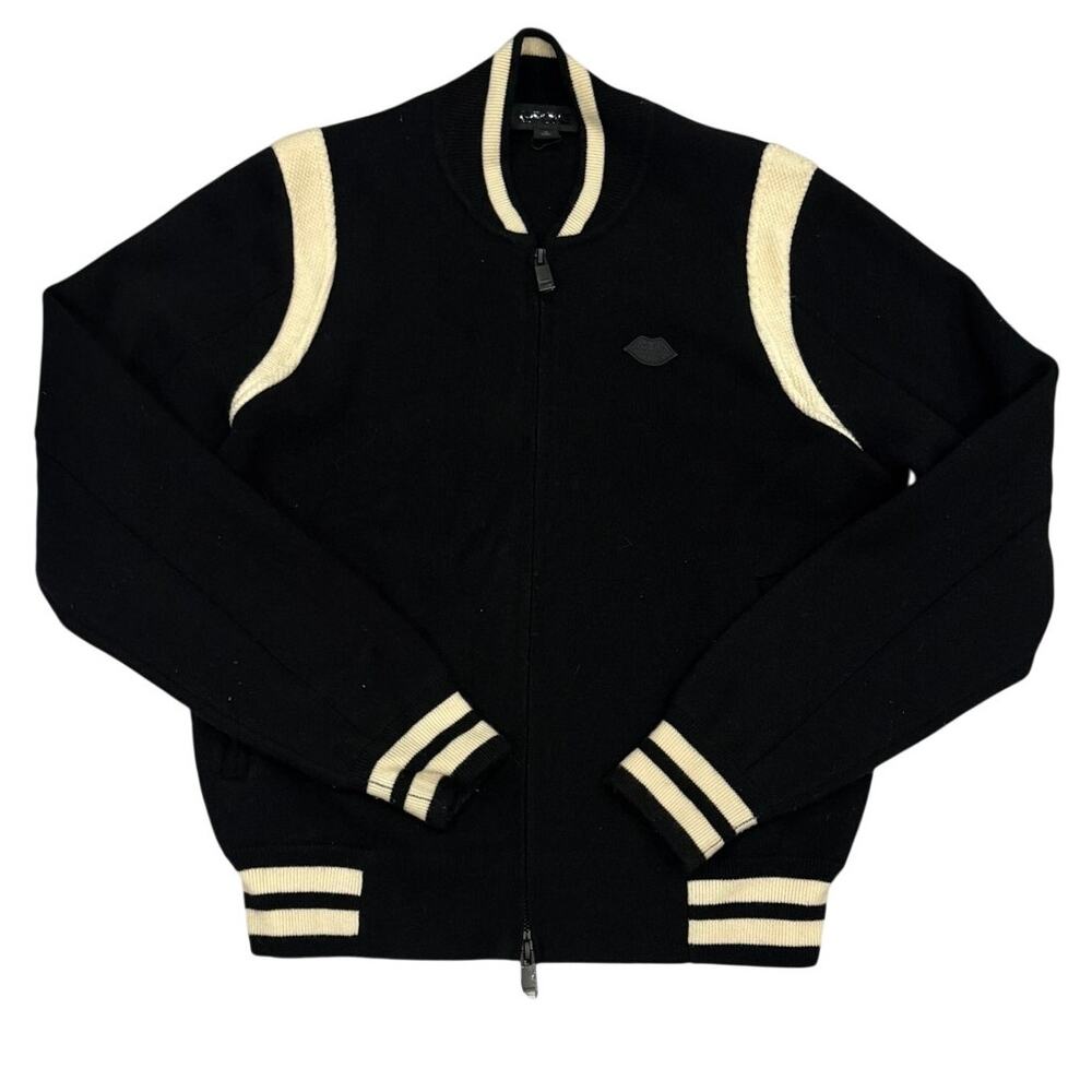 G/FORE Contrast Stripe Bomber Jacket Womens S Onyx Wool Cashmere